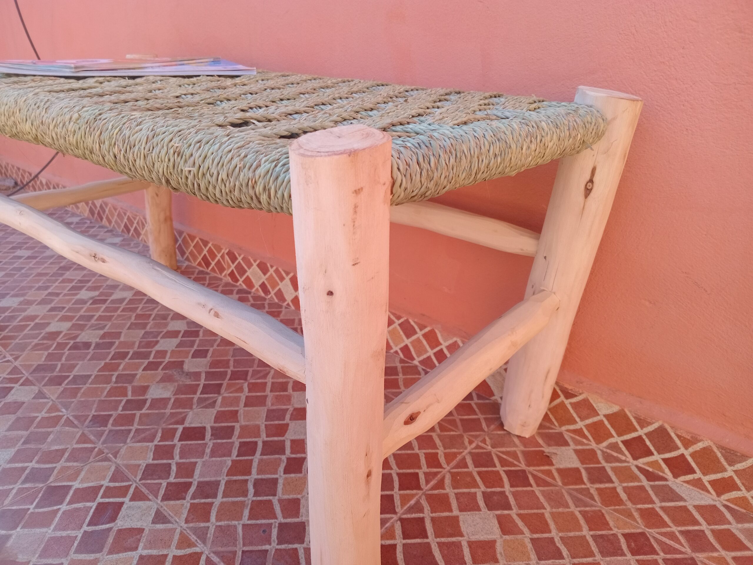 Rustic Handcrafted Wooden Bench 100cm - Image 2