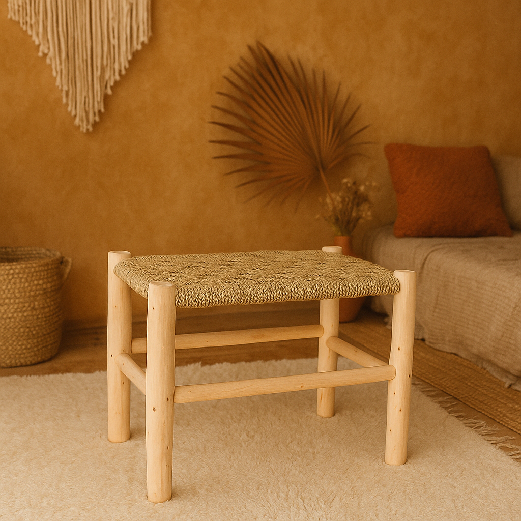 Moroccan Bench in Solid Wood 60cm - Image 3