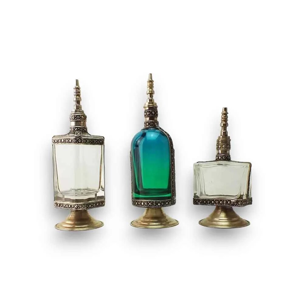 Antique Empty Perfume Bottles, Set Of 3 Bottle Antique Empty Perfume Bottles, Set Of 3 Bottle