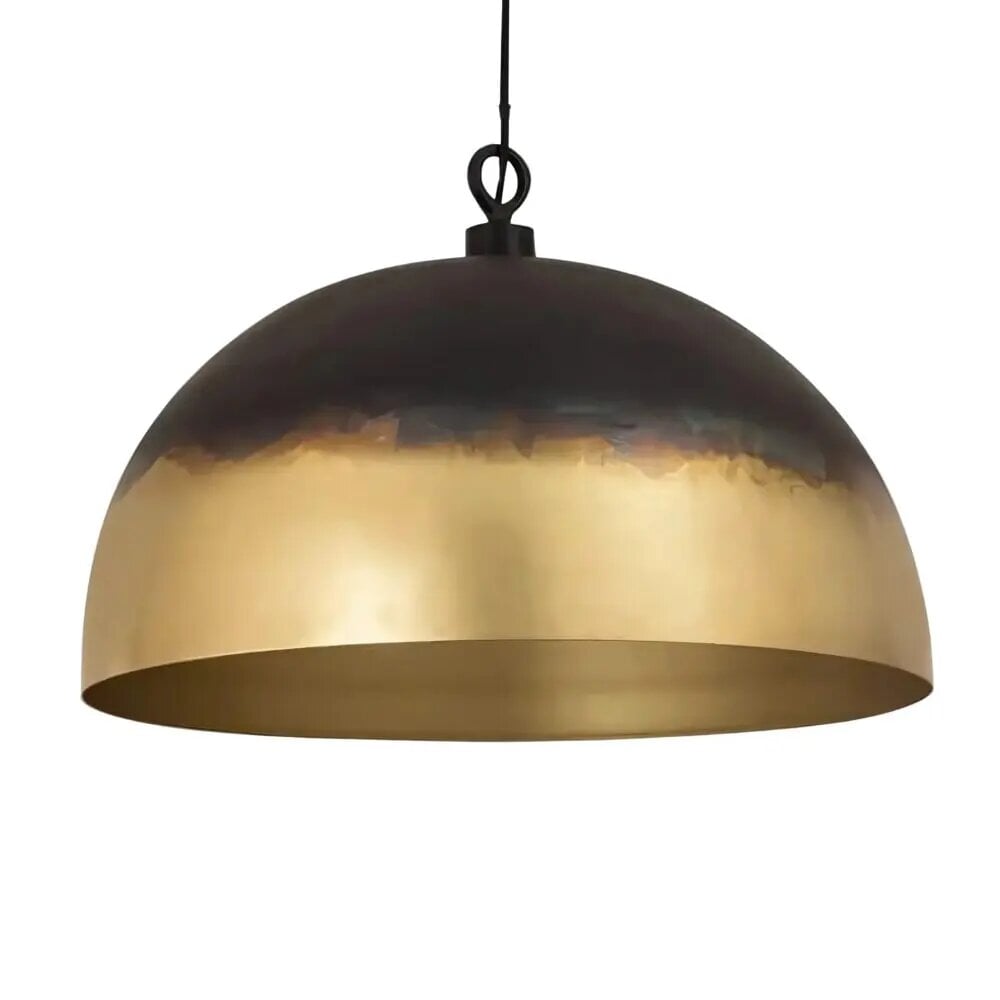 Brass dome pendant light with ombré finish - handcrafted Moroccan design with black to gold gradient
