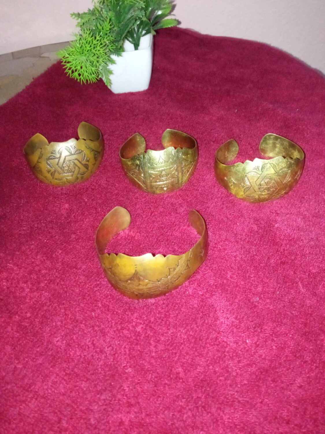 Messenger_creation_E36BB7EA-846F-431A-96D9-BE917555603A Engraved Brass Cuff Bracelet | Geometric Statement Jewelry | Handmade Brass Bangle set of 2