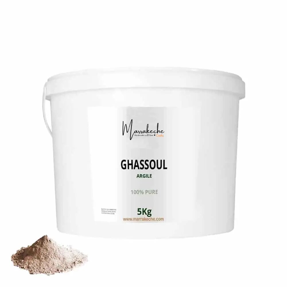 Rhassoul clay 5kg bucket with natural beige powder - 100% pure Moroccan Ghassoul argile for hammam spa treatment