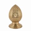Single brass filigree table lamp with egg-shaped shade featuring hand-pierced floral geometric design Single brass filigree table lamp with egg-shaped shade featuring hand-pierced floral geometric design