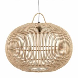 Natural rattan pendant light shade with open weave and looped top – boho ceiling lamp Natural rattan pendant light shade with open weave and looped top – boho ceiling lamp