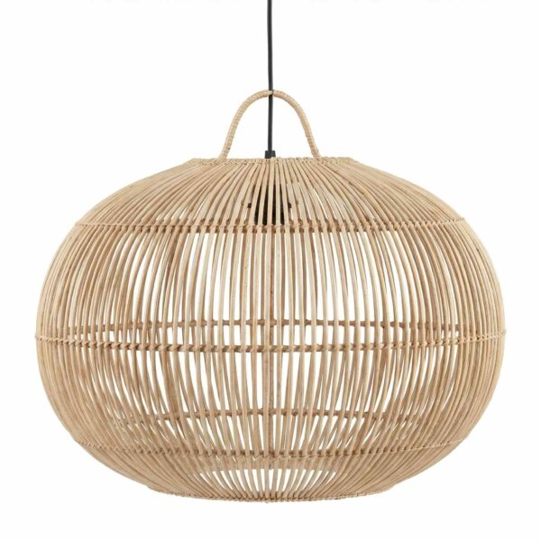Natural rattan pendant light shade with open weave and looped top – boho ceiling lamp Natural rattan pendant light shade with open weave and looped top – boho ceiling lamp