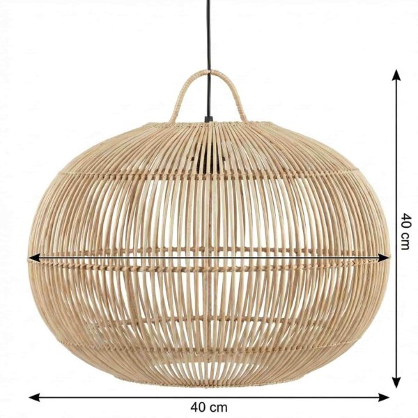 Rattan pendant light shade 40cm diameter and 40cm height – natural woven ceiling lamp with dimensions Rattan pendant light shade 40cm diameter and 40cm height – natural woven ceiling lamp with dimensions