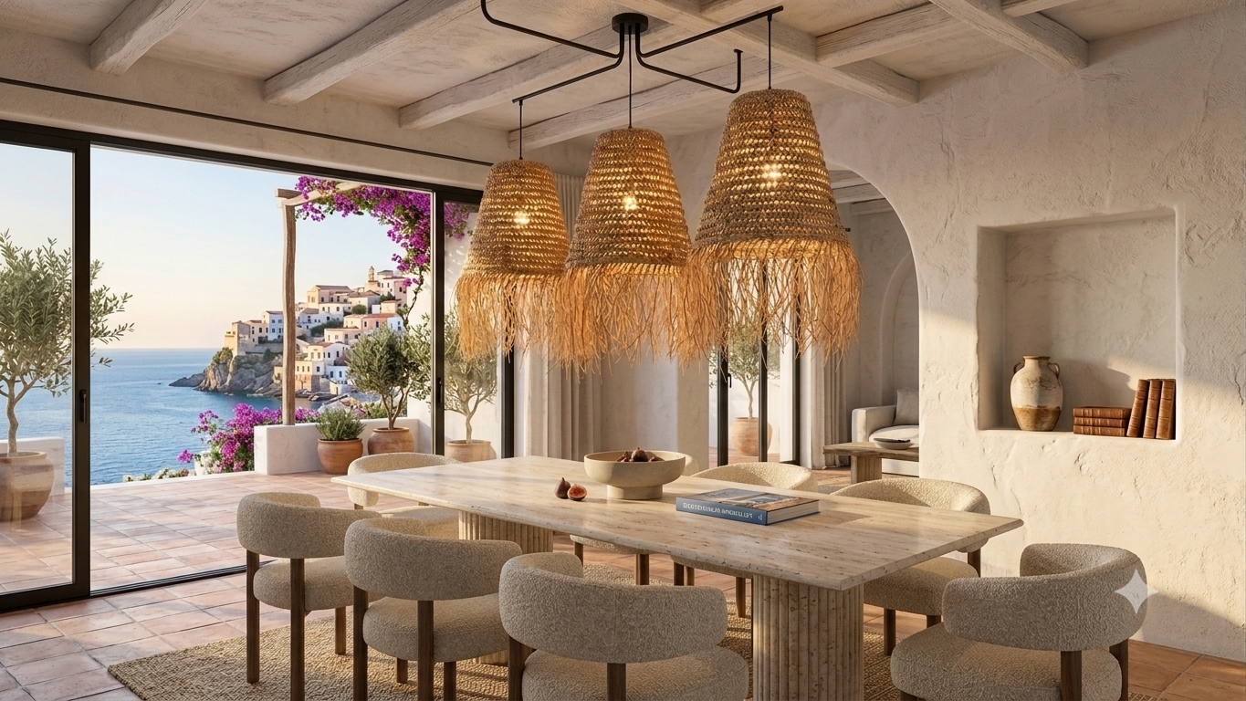 Set of 3 Handwoven Fringed Pendant Light – Natural Boho Statement Lighting