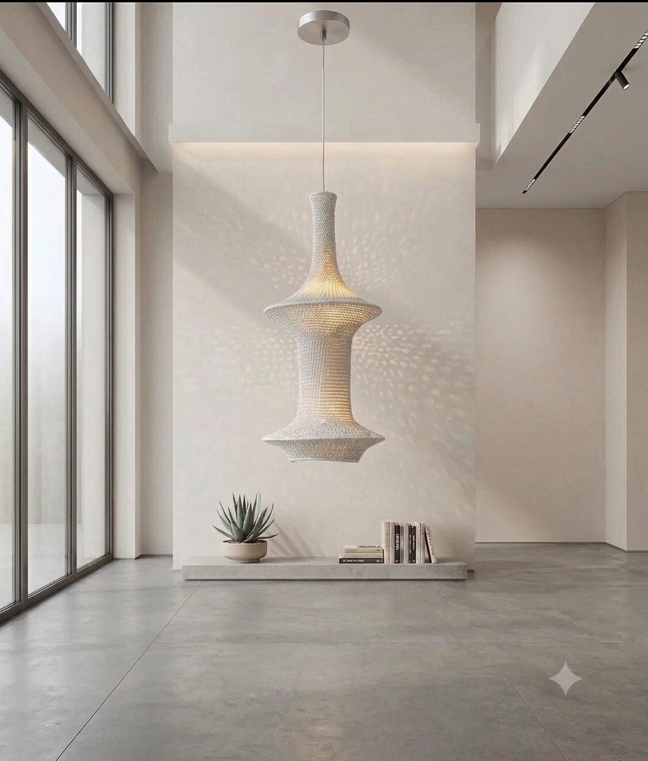 Joosh Beige Handmade Chrochet Pendant Lamp.