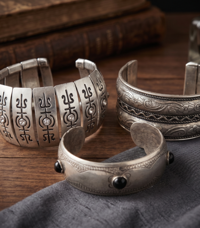 Bohemian 3-Piece Stacking Brass Cuff Bracelet Set