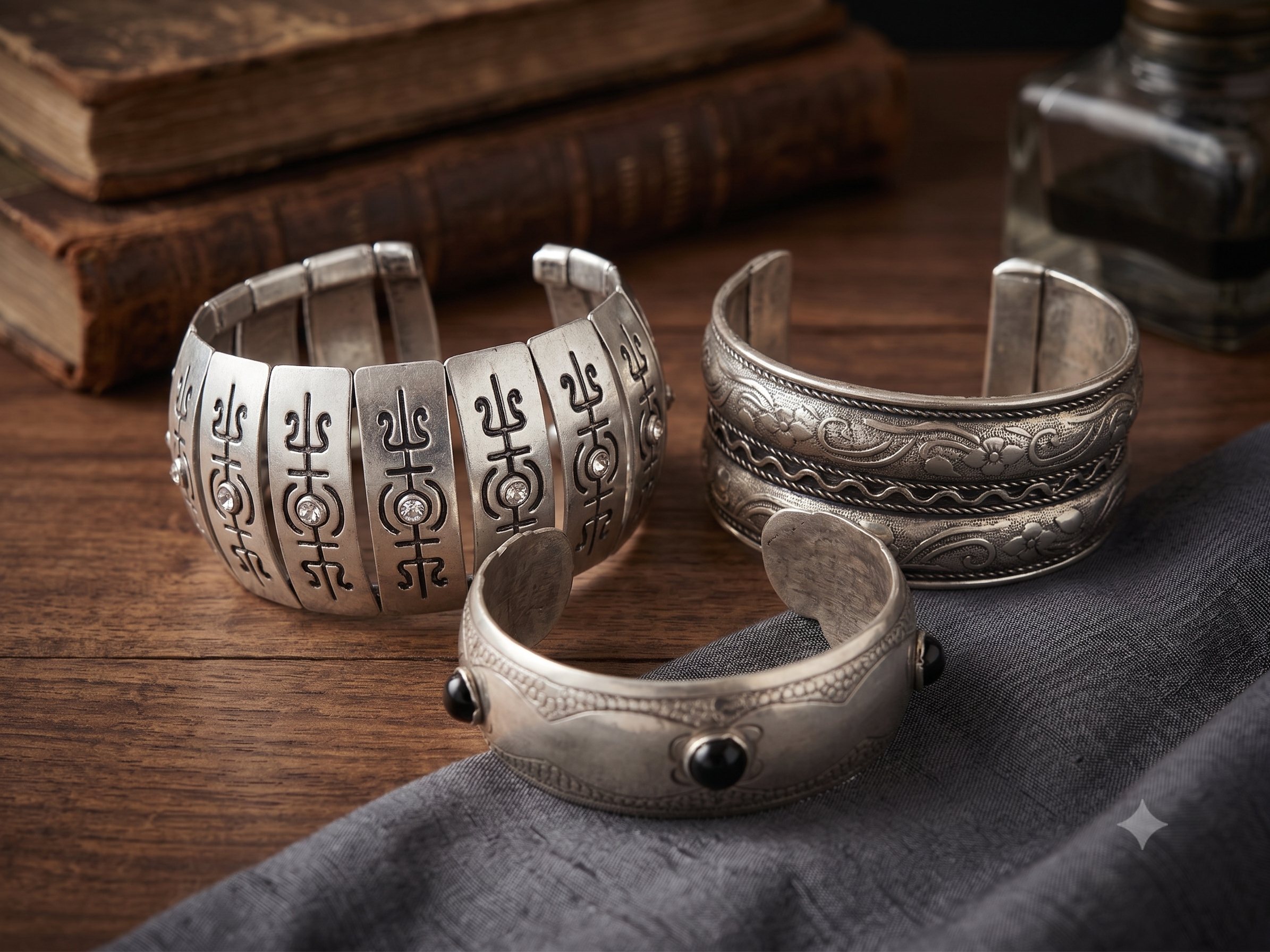 Bohemian 3-Piece Stacking Brass Cuff Bracelet Set