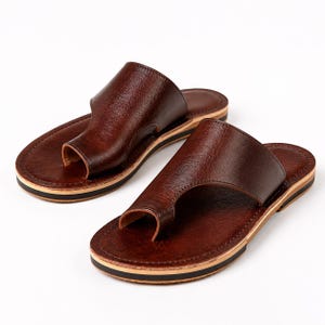 Sandales Homme en Cuir Véritable Marron – Sandales à Entredoigt Artisanales Fait Main au Maroc