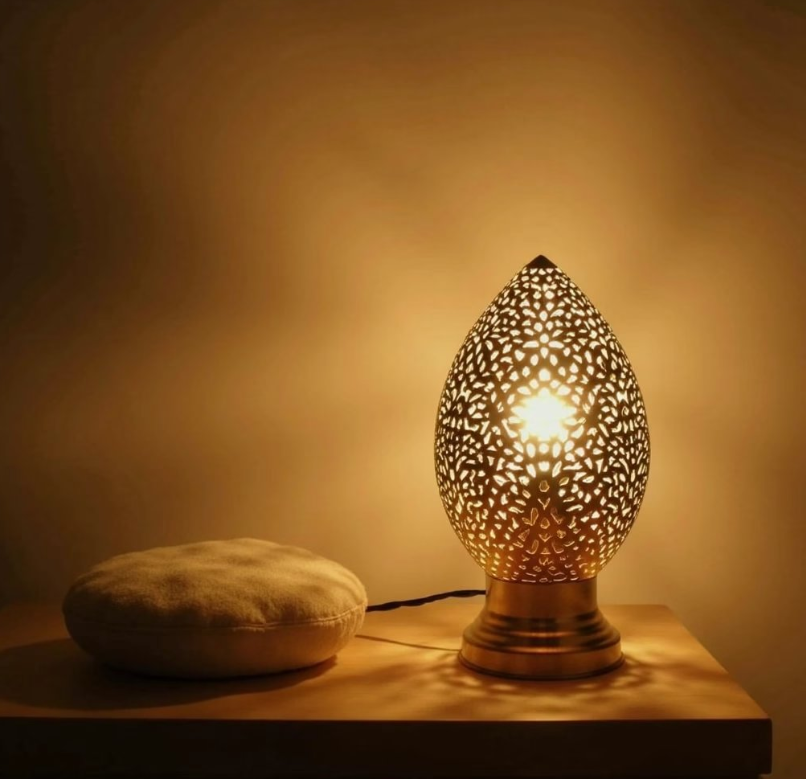 Moroccan Pierced Brass Table Lamp