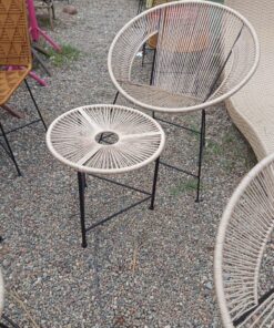 Beige Round Hoop rope chair with straight spoke weave