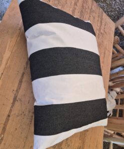 Black and white striped water-resistant outdoor cushion